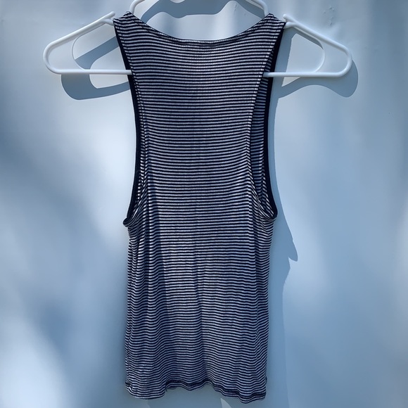 Black and White Stripped Halter Neck Tank Top - Picture 2 of 2